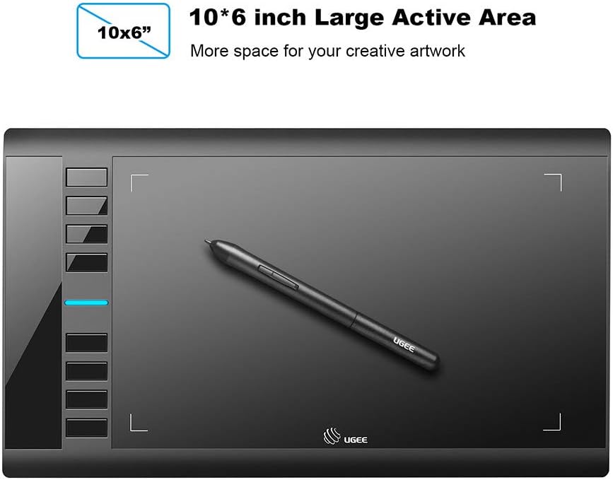UGEE M708 Drawing Tablet,10x6in 3D Digital Graphics Tablet with 8192 Level Battery-free Tilt Pen,8 Hot Keys,Art Design Creation Tablet for PC with Windows 11/10/8/7,Mac OS 10.10 or above,Chromebook