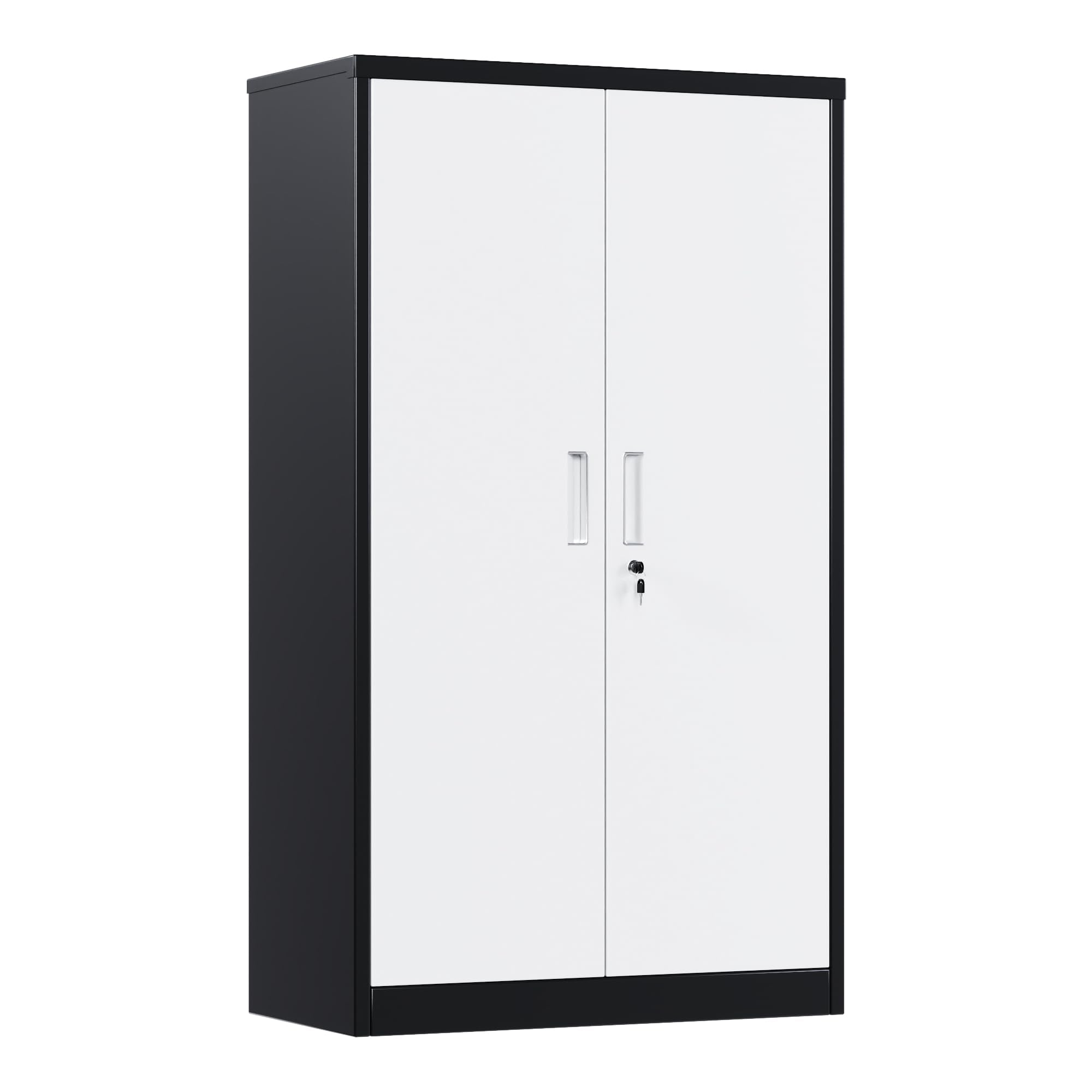 Metal Storage Cabinet with 2 Door and 3 Adjustable Shelves,140X80x40CM Steel Cabinet for Warehouse,Garage,Home,Office,Easy Assemble Required(Black/White)