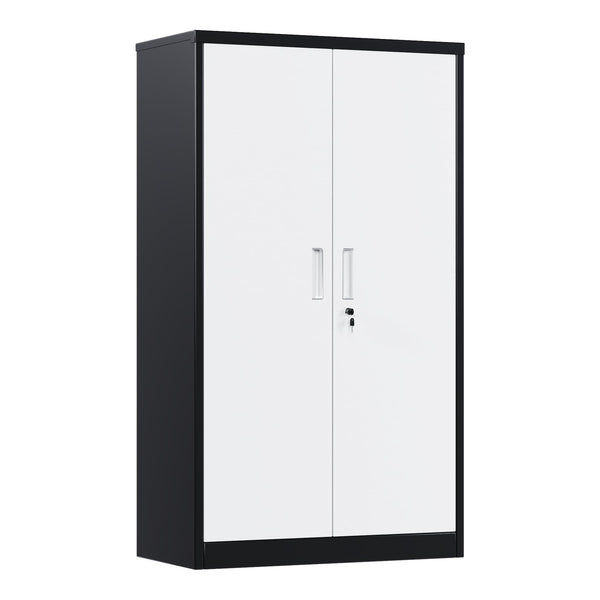 Metal Storage Cabinet with 2 Door and 3 Adjustable Shelves,140X80x40CM Steel Cabinet for Warehouse,Garage,Home,Office,Easy Assemble Required(Black/White)