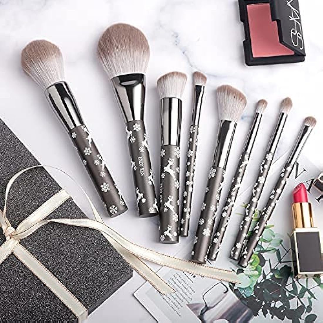 ENZO KEN Goat Hair Makeup Brush Set Professional, Natural Hair Makeup Brushes Set Professional, Natural Bristle Make up Brushes, Snowflake Cosmetic Brush.