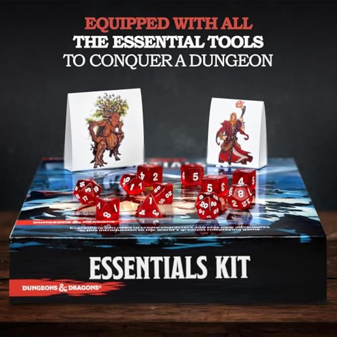 Dungeons and Dragons Essentials Kit - Starter Set Extra 6 Dice Sets, Flannel Bags, Master Screen, Figures, New Heroes, Dice Guide, Statistic Sheets - DND 5th Edition Rolling Board Game
