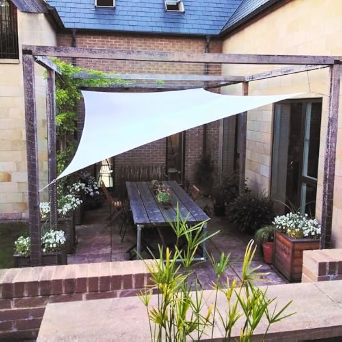 Clara Shade Sails - White Rectangle 3x5m Sun Shade Sail, Conservatory Sail Shades, Pergola Canopy, Garden Sail Canopy Waterproof, Patio Gazebo, Garden Tent, Outdoor Sun Sail Shade, Garden Awning