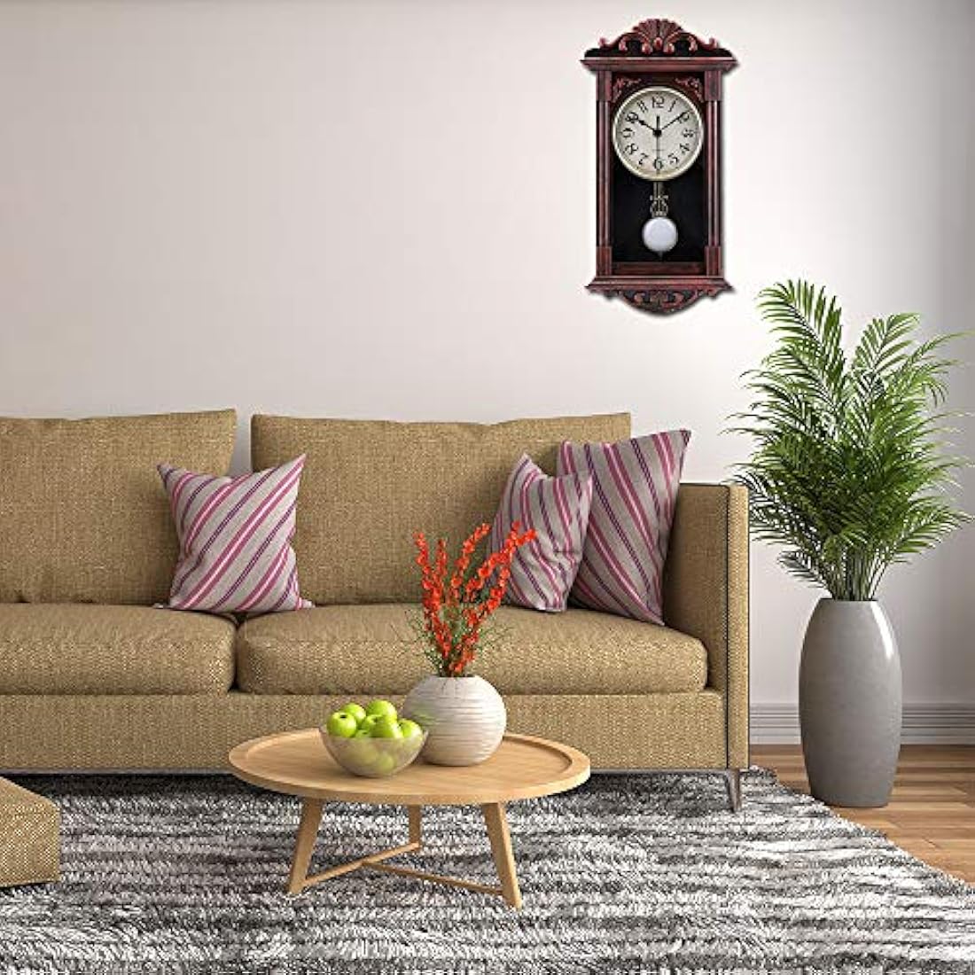 jomparis Pendulum Wall Clock Retro Quartz Decorative Wall Clock for Living Room, Office, Home Decor(16 Inch, Bronze)