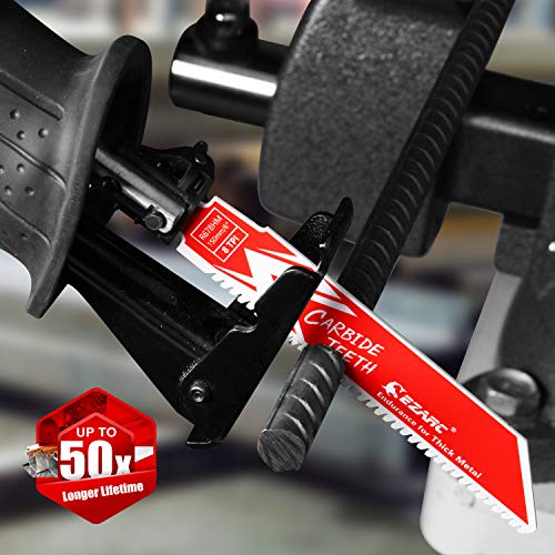 EZARC Carbide Reciprocating Saw Blade R678HM Endurance for Thick Metal, Cast Iron, Alloy Steel 150mm 8TPI, 3-Pack