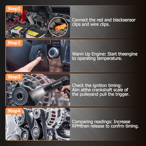 VKALTUL Timing Light,12V Strobe Timing Light Gun,Automotive Ignition Engine Timing Light for Cars Motorcycle Automotive