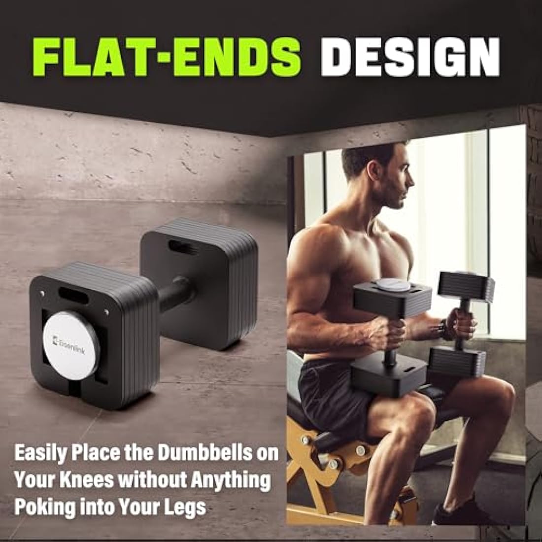 Eisenlink Adjustable Dumbbell 4-36kg Weight Set - Adjustable Dumbbell Set with Anti-slip Handle 2kg Increments Innovative Easy Safe Locking Mechanism for Home Gym Fitness