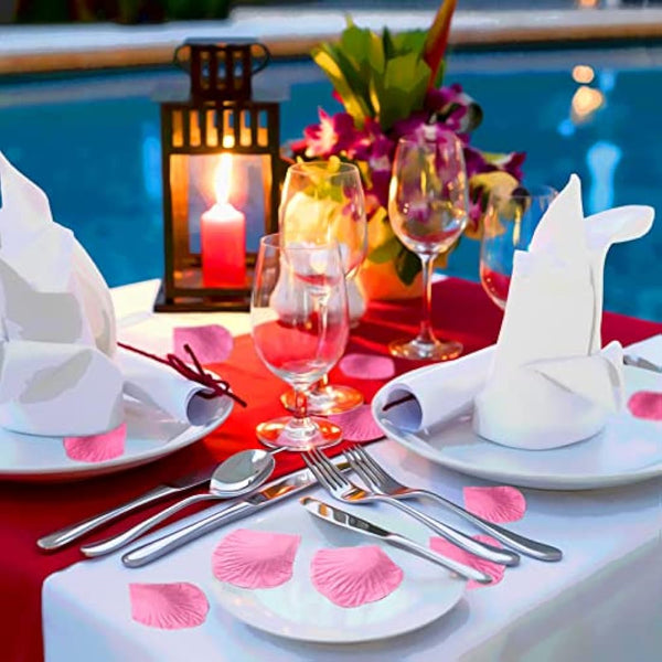 DONQL 2300PCS Pink Rose Petals Decoration, Artificial Silk Flowers Petals, Fake Roses Petals for Bed Bedroom Wedding, Red Rose Petals Romantic Valentines Birthday Party Decorations (Pink)