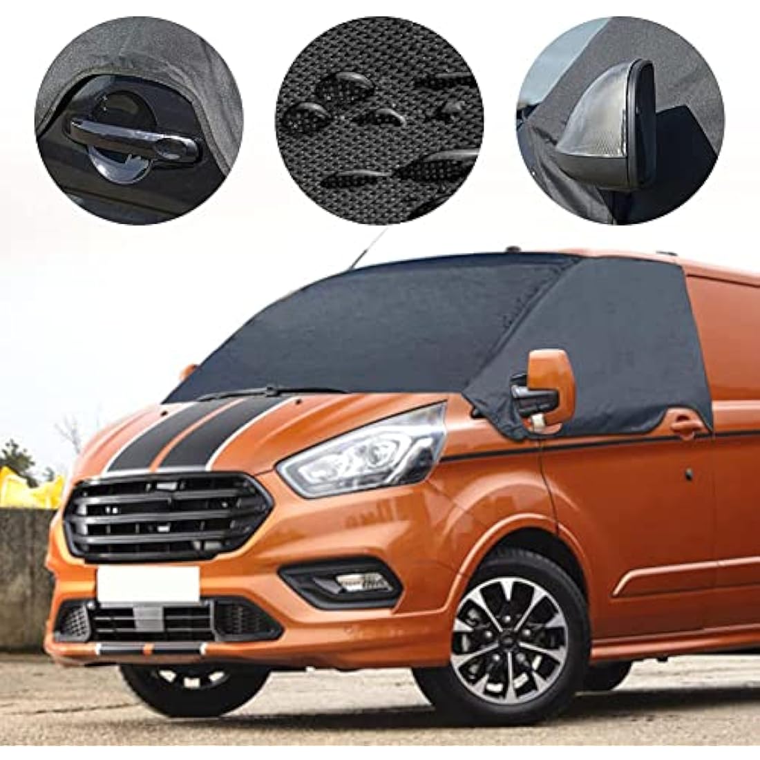 Opaltool Front Windscreen Wrap Cover Fit for Ford Transit Custom MPV 2012-2024, 600D Waterproof Front Window Sunshades Windshield Snow Cover Blind Blocking Screen Protector External Blackout Screen
