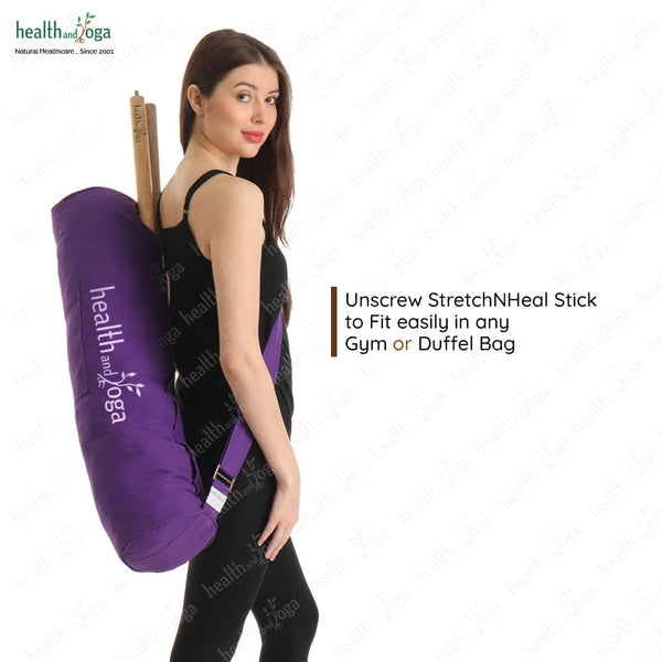 HealthAndYoga StretchNHeal XL Collapsible Multi-Use Wooden Yoga Stick - Physical Exercise Dowel, Stretch Mobility Rod, Posture Pole (XL - 48 inches)