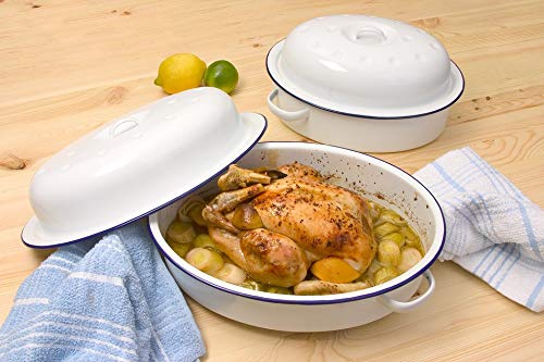 Enamel Oval Roaster Dish Tray - 36cm