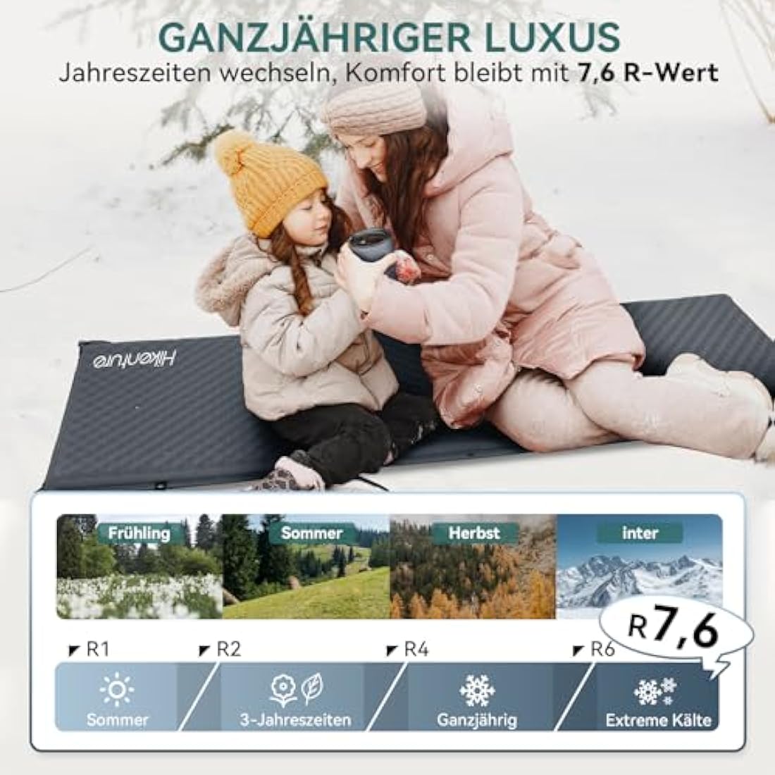 HIKENTURE Self-Inflating Sleeping Mat, 5 cm Thick Foam Camping Mattress, Self-Inflating Air Mattress, Comfortable Sleeping Mat for Camping, Outdoor, Hiking, Travel, Tent (Dark Grey A3)