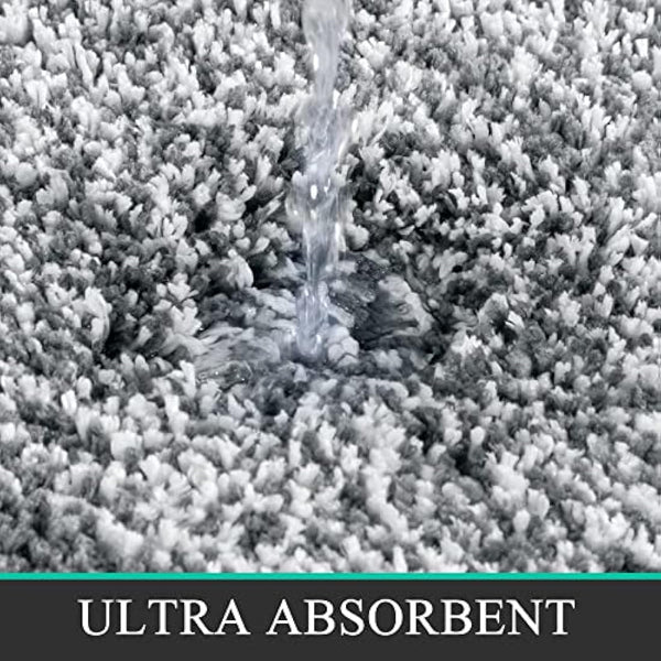 Pauwer 3 Pieces Luxury Bath Mat and Pedestal Mat Set Super Soft Microfiber Fluffy Bathroom Rug Machine Washable Absorbent Shower Rugs for Bathroom