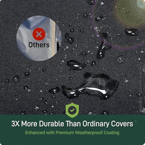 AWNIC 3 Seater Garden Swing Seat Cover Waterproof, 420D Swing Chair Covers Windproof Anti-UV Heavy Duty Fabric Large Outdoor Garden Hammock Cover with Zips 210x125x170cm Black