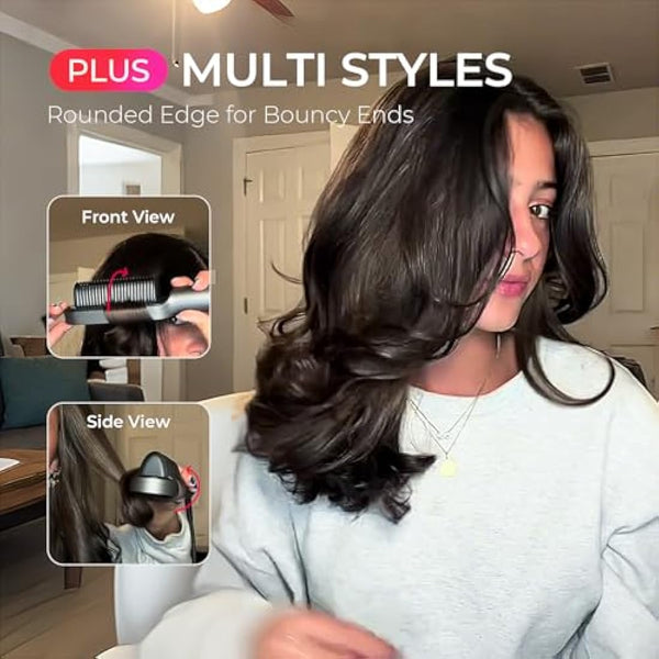 TYMO Hair Straightener Comb Plus - Hair Straightening Brush & Iron with Nano Titanium Coating for Even Heat, 9 Temperature Settings & LED Screen, Professional Hair Tools for Styling