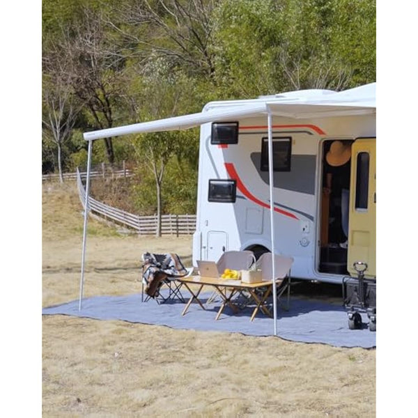 FoundGo Awning Carpet with Eyelets, 280g/m² HDPE Camping Carpet，Outdoor Awning Floor with Carrying Bag，Ground Nails and Small Broom