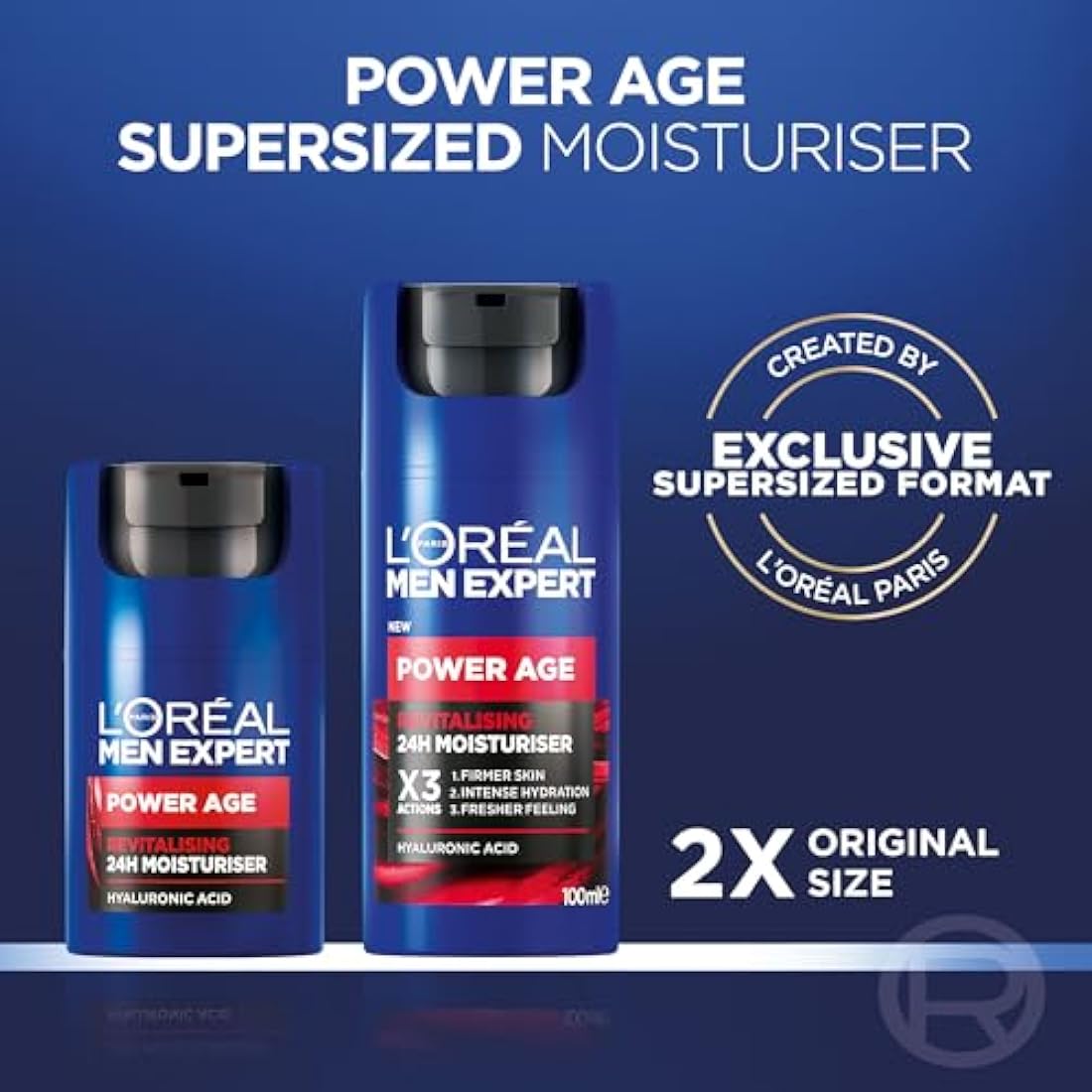 L'Oreal Men Expert Power Age Moisturiser, Hydrating & Revitalising Hyaluronic Acid Moisturiser for Men, designed for Ageing, Dry & Dull Skin 100ml, 1