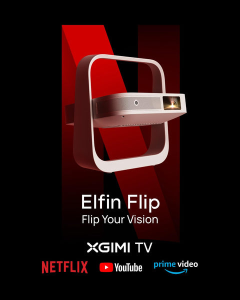 XGIMI Elfin Flip 1080P Projector, Licensed Netflix, Build-in Adjustable Stand, Lightweight and Compact Design, 400 ISO Lumens, Screen Adaption, 2 x 3W Speakers, WiFi, Bluetooth, Screen Mirroring
