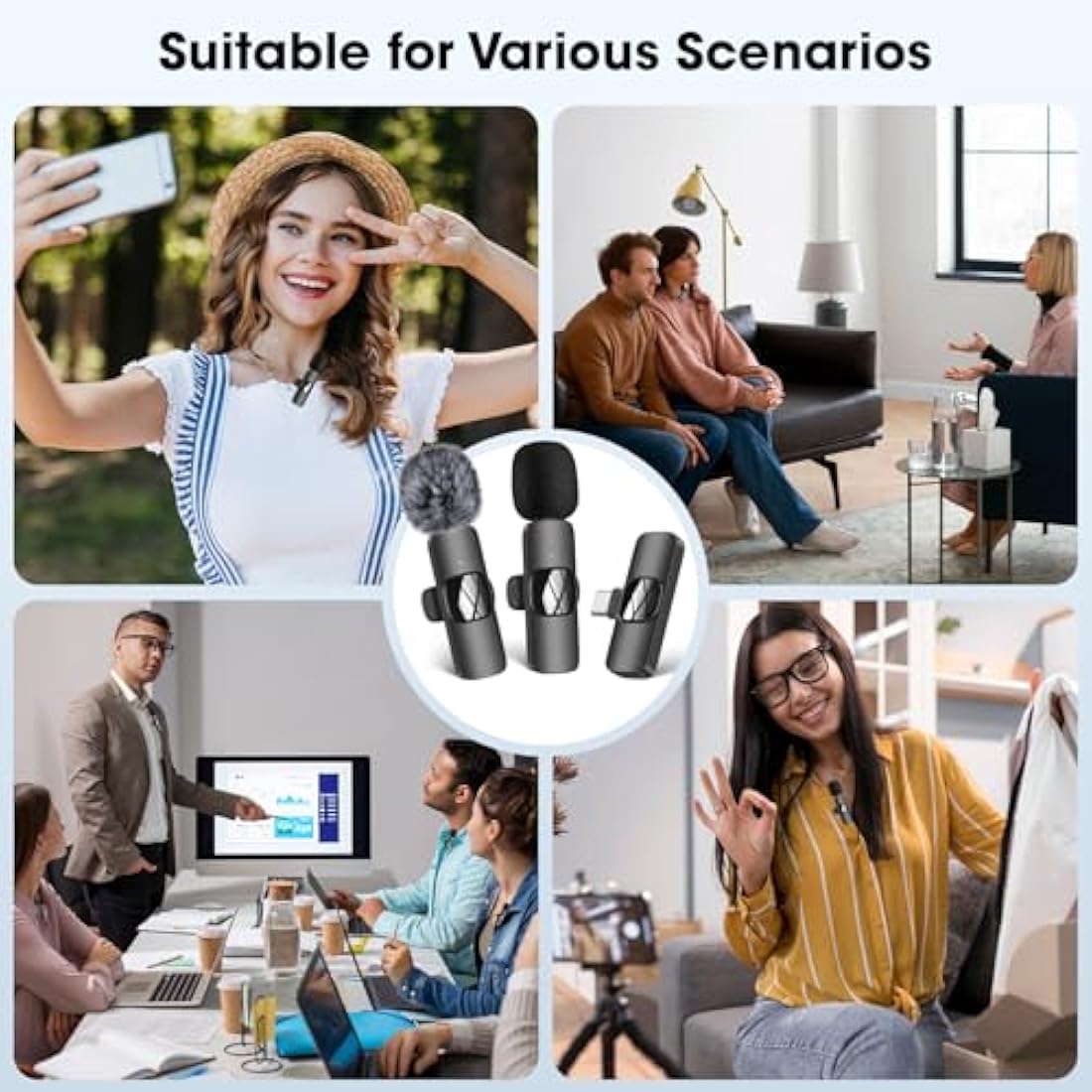 HMKCH Wireless Lavalier Microphone for iPhone - iPad, Android Phone,Computer, Mini Lapel Mic with Noise Reduction and crystal sound for Video Recording, Vlogging, TikTok, YouTube