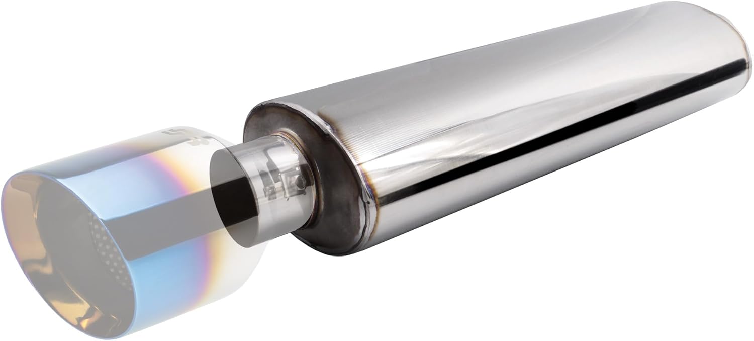 Simoni Racing ESR6 - Universal Sport Silencer, Round Straight Outlet, Stainless Steel Car Muffler, Length 550 mm