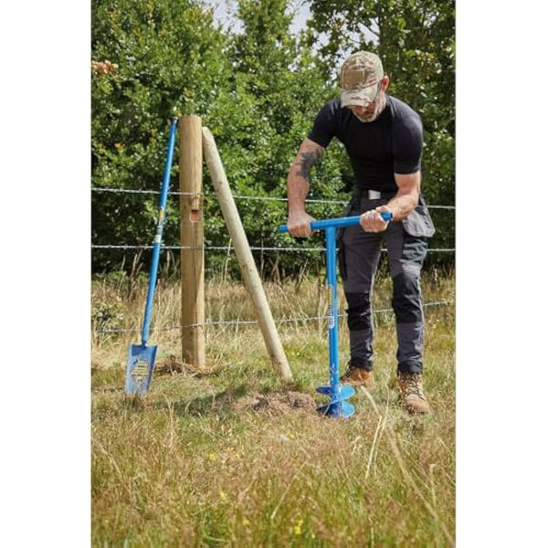 Draper 1050 x 150 mm Fence Post Auger | Post Hole Digger Gardening hand tool| Fence Manual Hand Drill | Tubular steel | 24414 Blue