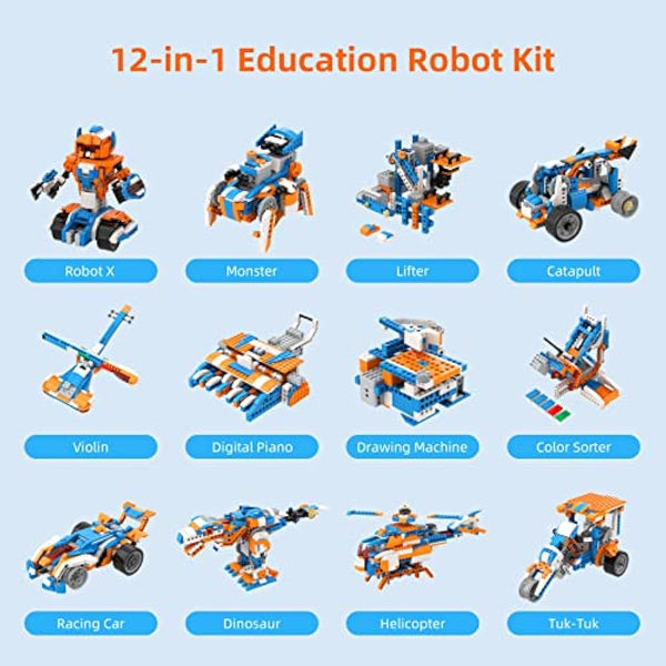 Apitor Robot X, STEM Robot Toys for Kids 8-12, Coding Toy for Boys 8+ Year Old Children, STEM Toys, 12-in-1 Robotic Building Kit, Science Kits for Kids, Programmble Gifts for Boys Christmas Birthday