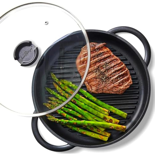 Jean-Patrique Divided Stove Top Grill, Lazy Pan - Divided Frying Pan with Multi Sections for Gas, Electric, Induction & Oven, 10.6" Diameter