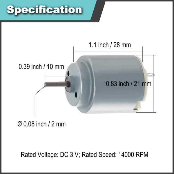 2 Pcs 545 Micro Motor DC 3.7-7.4 V 23500 RPM Long Shaft High Torque Gear RC Power Wheel Mini/Small Motor with Spring Wire, for RC Toy Car/Robot/Mini Fan/Electric Drill/UAV/DIY/Test