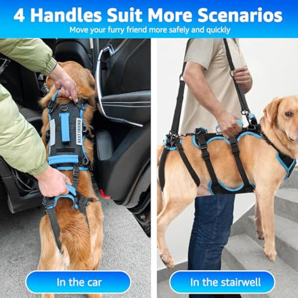 Lafoty Dog Lift Harness for Medium Male Dogs Friendly, Help Em Up Harness, Full Body Dog Carrying with Handles for Old/Disabled/Joint Injuries Dogs (Black, Medium)