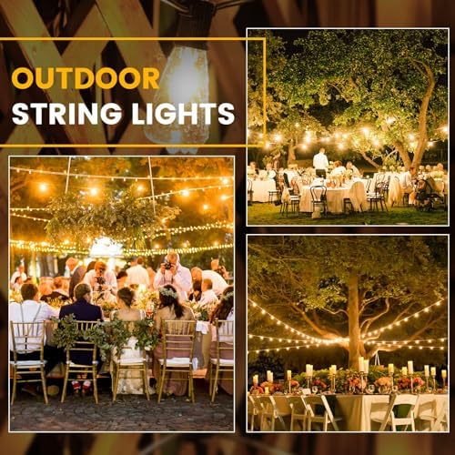 Zuske 15M Festoon Lights Outdoor Mains Powered, Garden String Lights with 25+2 LED Shatterproof Bulbs, IP65 Weatherproof for Outside Backyard Gazebo Porch Patio Cafe Bistro(Warm White) (15M)
