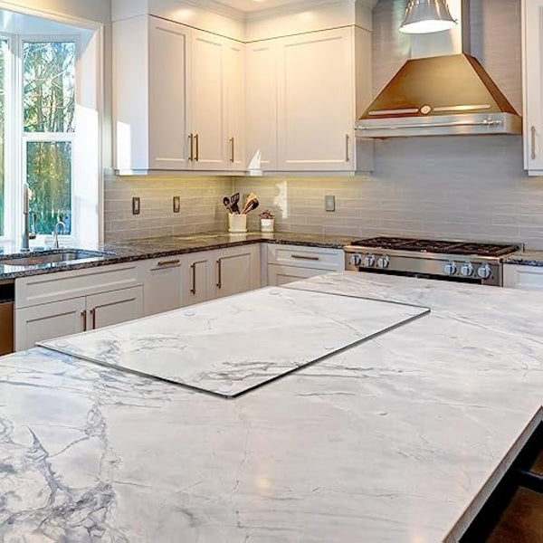 Acrylic Cutting Board, 5mm Chopping Board With Stop Edge, 45cm x 40cm, Clear for Kitchen Counter, Non-Slip Transparent With Lip