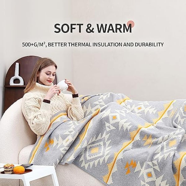 ACUSHLA Merino Wool Camp Blanket - Warm, Thick, Washable, Large Throw - Great for Outdoor Camping All Seasons Suitable Morocco White 79" x63" 3.8lbs