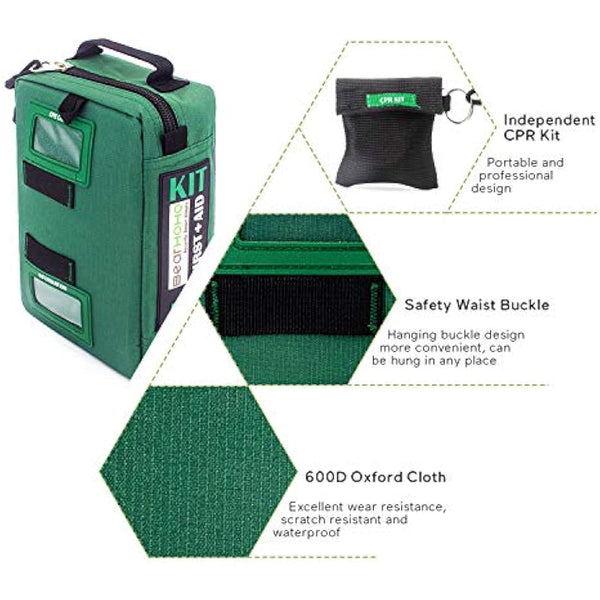 255PCs Pro First Aid Kit Emergency Survival Trauma Kit Medical Kit with Labeled Compartments for Boat Car Truck Camping Hiking Travel & Backpacking