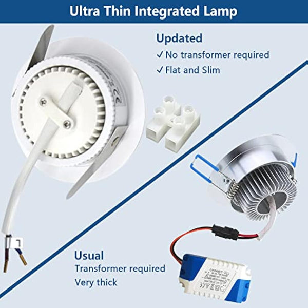 HiBay 10x 5W LED Downlights Ceiling Spot Lights Ultra Slim Recessed Down Light IP44 White Spotlights Cool White 6000K Bathroom Downlighters 240V