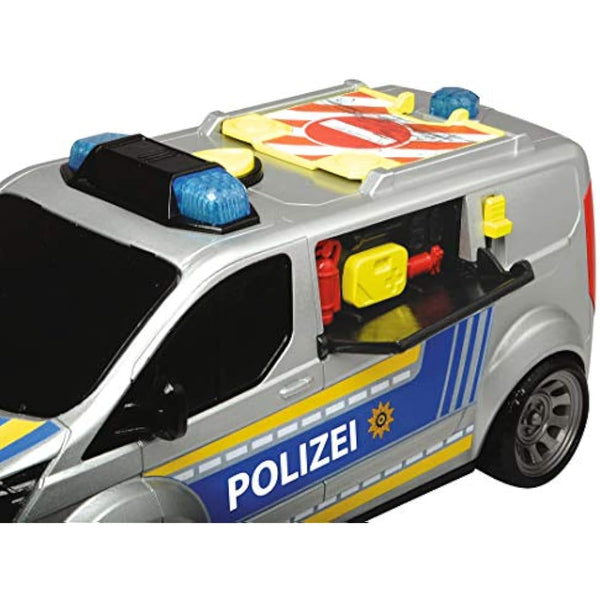 Dickie Toys - Ford Transit Police - 28 cm Police Car with Barriers, Siren and Light, Motorway Police, Toy Car for Children from 3 Years