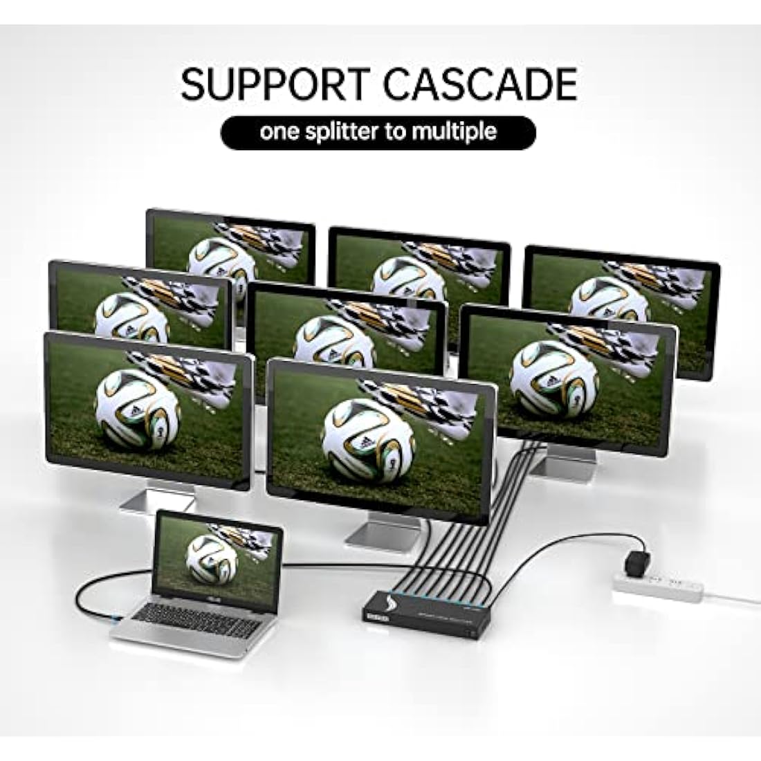 4K HDMI Splitter 1 in 8 out, 1 to 8 Distributor MT-VIKI 8 Way 1x8 For 8 Monitor HDTV CCTV 3D Supports EDID HDCP +UK Power Supply