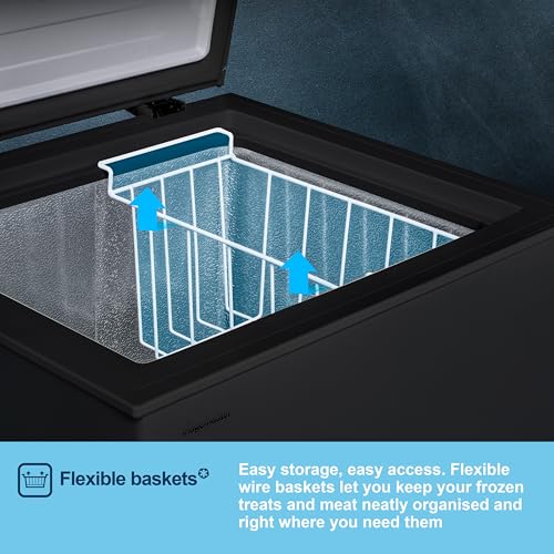 Fridgemaster MCF142EB 142L Chester Freezer 4 Star Freezer Rating - 55.9D x 62.5W x 85.4H cm Black with Recessed Handle - E Rated