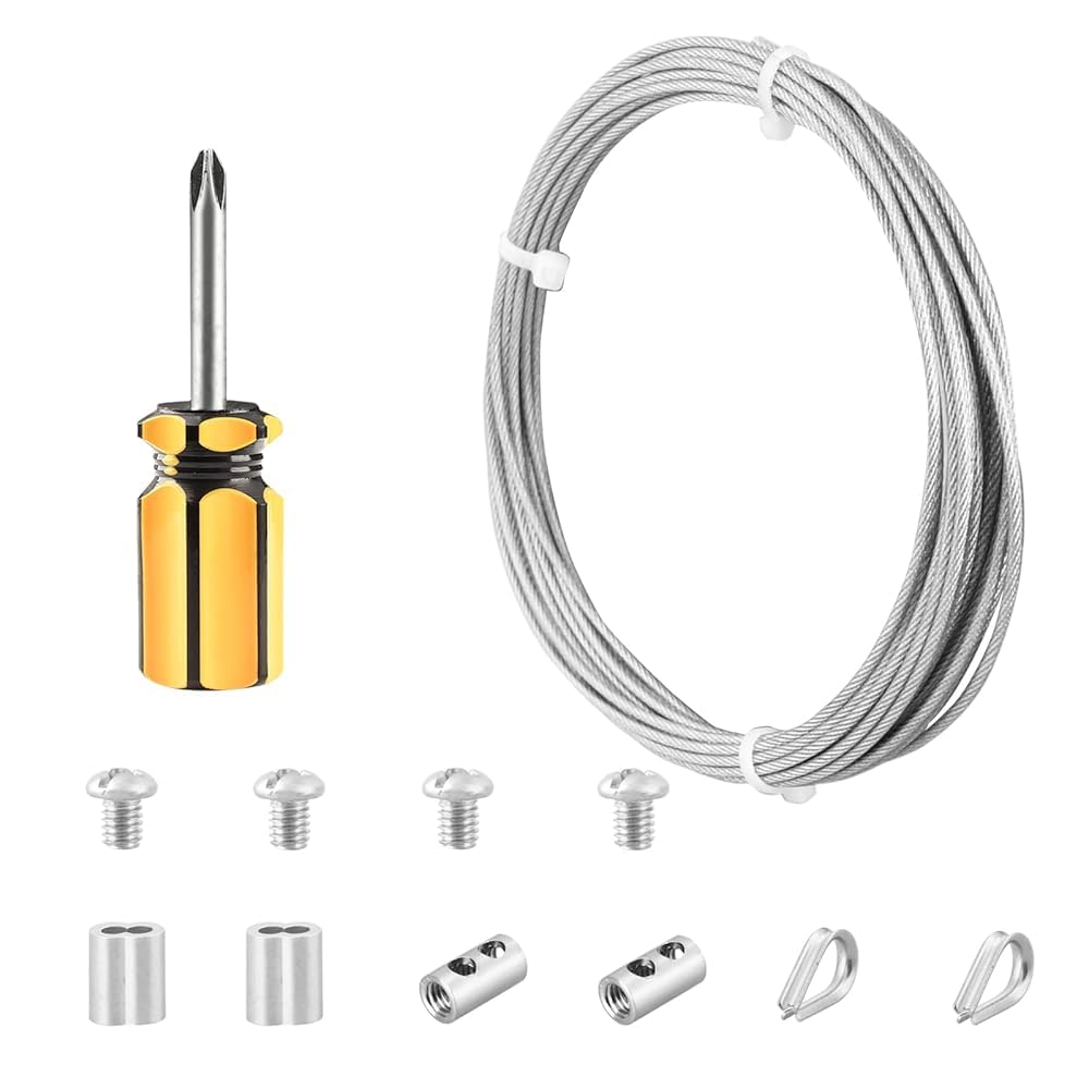 Abimars Wire Rope 2mm, 6m Stainless Steel Garden Wire Rope Cable with Crimping Aluminum, 7x7 Strand Core Metal Cable Wire Rope for Fence, Picture Hanging,Clothes Line