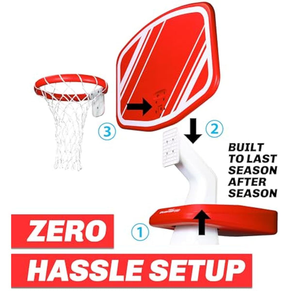 GoSports Splash Hoop Swimming Pool Basketball Game, Includes Poolside Water Basketball Hoop, 2 Balls and Pump – Choose Your Style