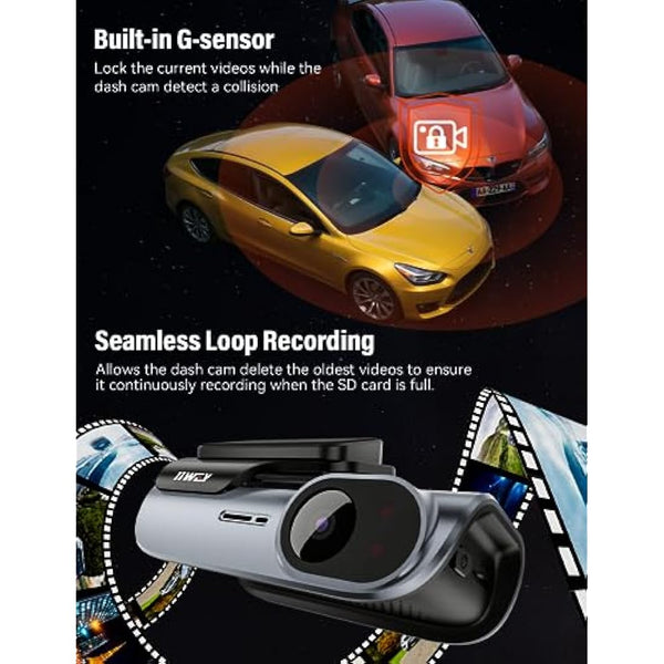 IIWEY EY02 4K Dash Cam Front and Rear Built-in 5GHz WiFi, Dual Dash Cam Front 4K Rear 1080P Car Camera, Free 64GB SD Card, Super Night Vision, App Control, Supercapacitor, Parking Mode, USB C Port