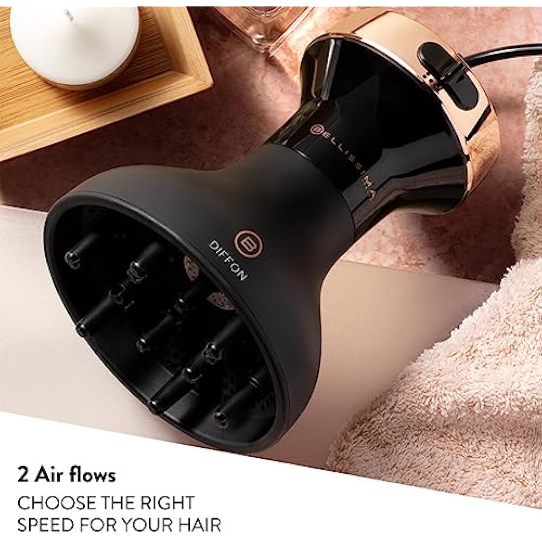 Bellissima Diffon - Diffuser Hairdryer for Curly Hair, Ceramic, Argon Oil Technology, No Accessories Needed, Gentle Heat Technology for Frizz-Free Curls, 700 Watts