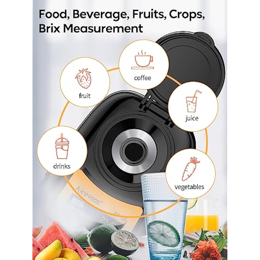 Aicevoos Brix Meter, Digital Brix Refractometer Automatic Temperature Compensation Brix Refractometer Range 0-35%