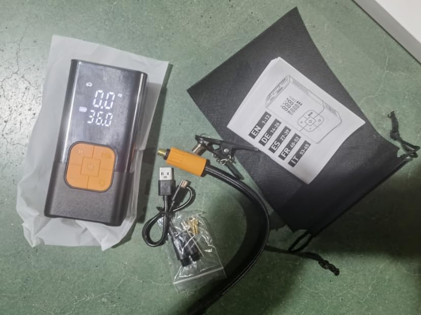 Tyre Inflator Portable Air Compressor, 5 Mode Cordless Tyre Inflator 150PSI 6000mAh Rechargeable Power Bank Auto Shut-Off Digital Display Electric Air Pump w LED Light for Bike, Ball, Car, Motorcycle