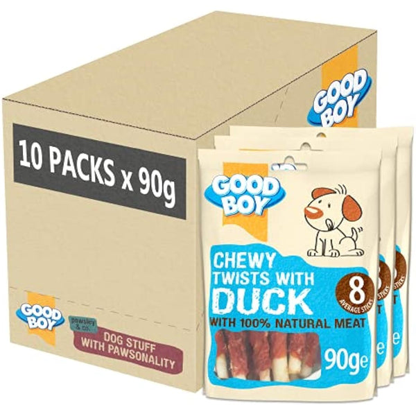 Good Boy - Chewy Twists with Duck - Dog Treats - Made with 100% Natural Duck Breast Meat - 90 g ℮ - Gluten Free Dog Treats - Case of 10