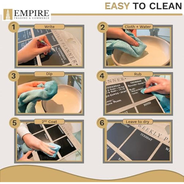 Empire Blackboard Daily Work & Meal Planner - Wall Mounted, Dry Erase, Pen Included, Large Wooden Board with White Cloth