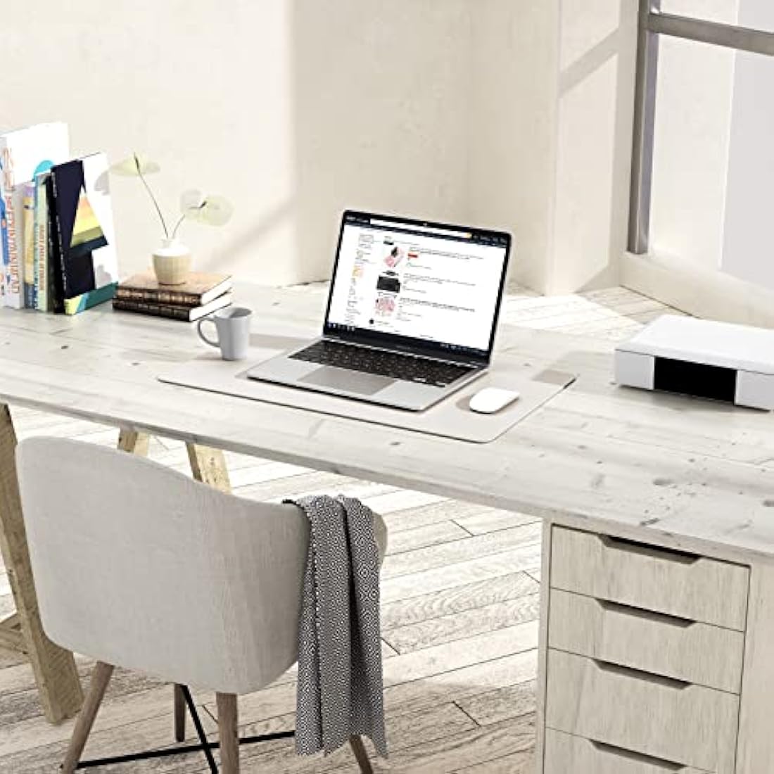 YSAGi Non-Slip Desk Pad, Waterproof PVC Leather Desk Table Protector, Ultra Thin Large Mouse Pad, Easy Clean Laptop Desk Writing Mat for Office Work/Home/Decor (80 x 40 cm, Gray)