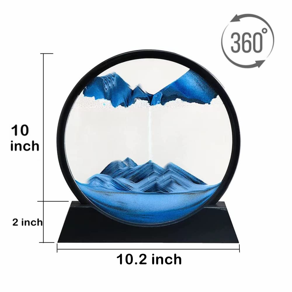 Arthink Moving Sand Art Picture,Liquid Motion 3D Sea Sandscape in Motion Display, Flowing Sand Frame Desktop Art Bookshelves Home Office Decoration(12 inch, Green)