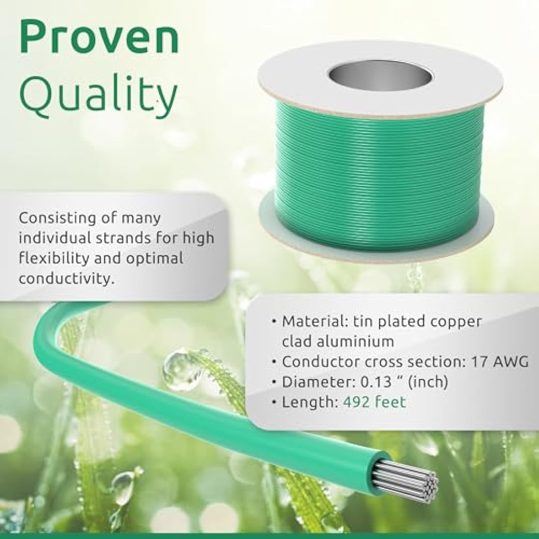 ECENCE Boundary Wire 492ft - Compatible with Robotic Lawnmowers, incl. Husqvarna - Perimeter Wire Ø0.13Inch, 17AWG Conductor - Universal Guide Wire