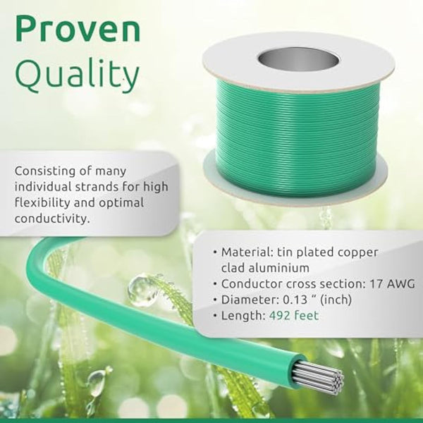 ECENCE Boundary Wire 492ft - Compatible with Robotic Lawnmowers, incl. Husqvarna - Perimeter Wire Ø0.13Inch, 17AWG Conductor - Universal Guide Wire