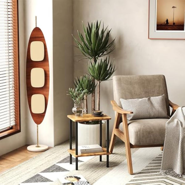 APICIZON 2 Tier Side Table, Narrow End Table with Storage Shelf, Bedside Table Nightstand for Small Spaces, Bedroom, Living Room, Entryway, Farmhouse, No-Tool Assembly, Rustic Brown