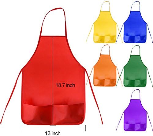 KUUQA Kids Art Apron with Two Pockets Children Painting Smocks Bulk for Craft Home Kitchen Classroom Painting Supplies